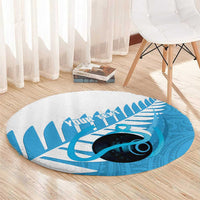 New Zealand Lawn Bowls Prostate Cancer Custom Round Carpet Aotearoa Maori Silver Fern Blue Ribbon LT14 - Polynesian Pride
