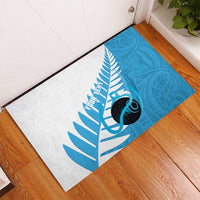 New Zealand Lawn Bowls Prostate Cancer Custom Rubber Doormat Aotearoa Maori Silver Fern Blue Ribbon LT14 - Polynesian Pride