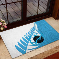 New Zealand Lawn Bowls Prostate Cancer Custom Rubber Doormat Aotearoa Maori Silver Fern Blue Ribbon LT14 - Polynesian Pride