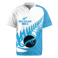 New Zealand Lawn Bowls Prostate Cancer Custom Rugby Jersey Aotearoa Maori Silver Fern Blue Ribbon - Polynesian Pride
