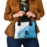 New Zealand Lawn Bowls Prostate Cancer Custom Shoulder Handbag Aotearoa Maori Silver Fern Blue Ribbon LT14 - Polynesian Pride
