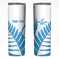New Zealand Lawn Bowls Prostate Cancer Custom Skinny Tumbler Aotearoa Maori Silver Fern Blue Ribbon LT14 Blue - Polynesian Pride