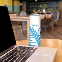 New Zealand Lawn Bowls Prostate Cancer Custom Skinny Tumbler Aotearoa Maori Silver Fern Blue Ribbon LT14 - Polynesian Pride
