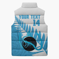 New Zealand Lawn Bowls Prostate Cancer Custom Sleeveless Puffer Jacket Aotearoa Maori Silver Fern Blue Ribbon LT14 - Polynesian Pride
