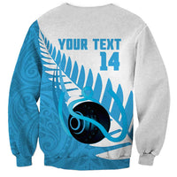 New Zealand Lawn Bowls Prostate Cancer Custom Sweatshirt Aotearoa Maori Silver Fern Blue Ribbon LT14 - Polynesian Pride