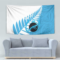 New Zealand Lawn Bowls Prostate Cancer Custom Tapestry Aotearoa Maori Silver Fern Blue Ribbon LT14 - Polynesian Pride