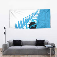 New Zealand Lawn Bowls Prostate Cancer Custom Tapestry Aotearoa Maori Silver Fern Blue Ribbon LT14 - Polynesian Pride