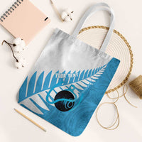 New Zealand Lawn Bowls Prostate Cancer Custom Tote Bag Aotearoa Maori Silver Fern Blue Ribbon LT14 White Strap One Size Blue - Polynesian Pride
