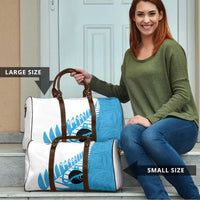 New Zealand Lawn Bowls Prostate Cancer Custom Travel Bag Aotearoa Maori Silver Fern Blue Ribbon LT14 - Polynesian Pride