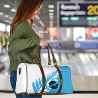 New Zealand Lawn Bowls Prostate Cancer Custom Travel Bag Aotearoa Maori Silver Fern Blue Ribbon LT14 - Polynesian Pride