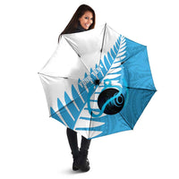 New Zealand Lawn Bowls Prostate Cancer Custom Umbrella Aotearoa Maori Silver Fern Blue Ribbon LT14 - Polynesian Pride