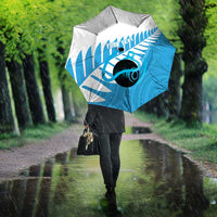 New Zealand Lawn Bowls Prostate Cancer Custom Umbrella Aotearoa Maori Silver Fern Blue Ribbon LT14 - Polynesian Pride