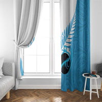 New Zealand Lawn Bowls Prostate Cancer Custom Window Curtain Aotearoa Maori Silver Fern Blue Ribbon LT14 - Polynesian Pride