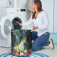 Sulphur-crested Cockatoo New Zealand Laundry Basket Paua Shell Aotearoa Maori Tropical Flowers LT14 - Polynesian Pride