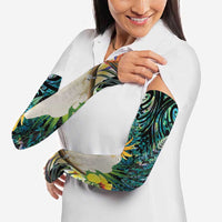 Sulphur-crested Cockatoo New Zealand Arm Sleeves Paua Shell Aotearoa Maori Tropical Flowers LT14 - Polynesian Pride