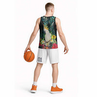 Sulphur-crested Cockatoo New Zealand Basketball Jersey Paua Shell Aotearoa Maori Tropical Flowers LT14 - Polynesian Pride