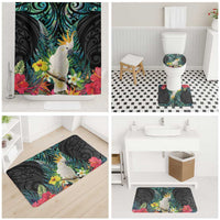 Sulphur-crested Cockatoo New Zealand Bathroom Set Paua Shell Aotearoa Maori Tropical Flowers LT14 - Polynesian Pride