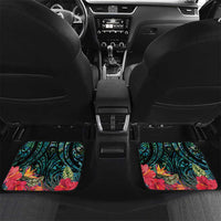 Sulphur-crested Cockatoo New Zealand Car Mats Paua Shell Aotearoa Maori Tropical Flowers LT14 Set 2pcs - Back Black - Polynesian Pride