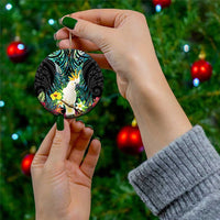 Sulphur-crested Cockatoo New Zealand Ceramic Ornament Paua Shell Aotearoa Maori Tropical Flowers LT14 - Polynesian Pride