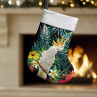 Sulphur-crested Cockatoo New Zealand Christmas Stocking Paua Shell Aotearoa Maori Tropical Flowers LT14 Set of 2 Black - Polynesian Pride