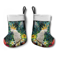 Sulphur-crested Cockatoo New Zealand Christmas Stocking Paua Shell Aotearoa Maori Tropical Flowers LT14 - Polynesian Pride