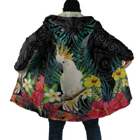 Sulphur-crested Cockatoo New Zealand Cloak Paua Shell Aotearoa Maori Tropical Flowers LT14 - Polynesian Pride