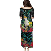 Sulphur-crested Cockatoo New Zealand Family Matching Puletasi and Hawaiian Shirt Paua Shell Aotearoa Maori Tropical Flowers LT14 - Polynesian Pride
