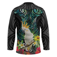 Sulphur-crested Cockatoo New Zealand Hockey Jersey Paua Shell Aotearoa Maori Tropical Flowers LT14 - Polynesian Pride