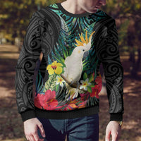 Sulphur-crested Cockatoo New Zealand Ugly Christmas Sweater Paua Shell Aotearoa Maori Tropical Flowers LT14 - Polynesian Pride