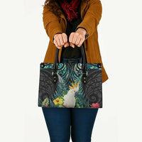 Sulphur-crested Cockatoo New Zealand Leather Bag Paua Shell Aotearoa Maori Tropical Flowers LT14 - Polynesian Pride