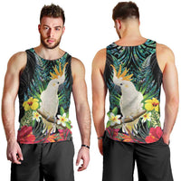Sulphur-crested Cockatoo New Zealand Men Tank Top Paua Shell Aotearoa Maori Tropical Flowers LT14 - Polynesian Pride