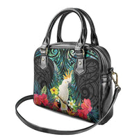 Sulphur-crested Cockatoo New Zealand Shoulder Handbag Paua Shell Aotearoa Maori Tropical Flowers LT14 - Polynesian Pride