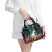 Sulphur-crested Cockatoo New Zealand Shoulder Handbag Paua Shell Aotearoa Maori Tropical Flowers LT14 - Polynesian Pride