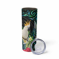 Sulphur-crested Cockatoo New Zealand Skinny Tumbler Paua Shell Aotearoa Maori Tropical Flowers LT14 - Polynesian Pride