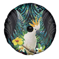 Sulphur-crested Cockatoo New Zealand Spare Tire Cover Paua Shell Aotearoa Maori Tropical Flowers LT14 - Polynesian Pride
