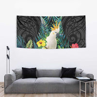 Sulphur-crested Cockatoo New Zealand Tapestry Paua Shell Aotearoa Maori Tropical Flowers LT14 - Polynesian Pride