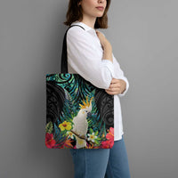 Sulphur-crested Cockatoo New Zealand Tote Bag Paua Shell Aotearoa Maori Tropical Flowers LT14 - Polynesian Pride