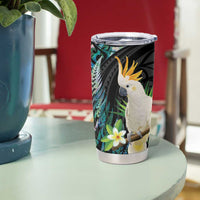 Sulphur-crested Cockatoo New Zealand Tumbler Cup Paua Shell Aotearoa Maori Tropical Flowers LT14 - Polynesian Pride