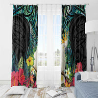 Sulphur-crested Cockatoo New Zealand Window Curtain Paua Shell Aotearoa Maori Tropical Flowers LT14 - Polynesian Pride