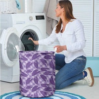 Purple Hawaii Kalo Palaka Motifs Laundry Basket Hawaiian Taro Leaves Elegant Vibes LT14 - Polynesian Pride