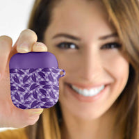 Purple Hawaii Kalo Palaka Motifs AirPods Case Hawaiian Taro Leaves Elegant Vibes LT14 - Polynesian Pride
