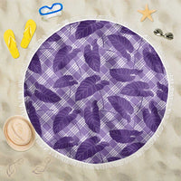 Purple Hawaii Kalo Palaka Motifs Beach Blanket Hawaiian Taro Leaves Elegant Vibes LT14 One Size 150cm Purple - Polynesian Pride