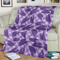 Purple Hawaii Kalo Palaka Motifs Blanket Hawaiian Taro Leaves Elegant Vibes LT14 - Polynesian Pride