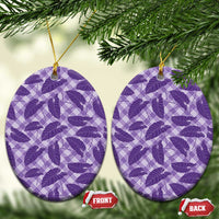 Purple Hawaii Kalo Palaka Motifs Ceramic Ornament Hawaiian Taro Leaves Elegant Vibes LT14 Oval Purple - Polynesian Pride