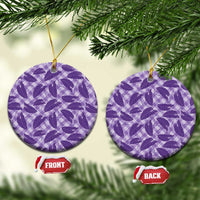 Purple Hawaii Kalo Palaka Motifs Ceramic Ornament Hawaiian Taro Leaves Elegant Vibes LT14 Circle Purple - Polynesian Pride