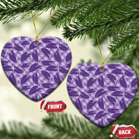 Purple Hawaii Kalo Palaka Motifs Ceramic Ornament Hawaiian Taro Leaves Elegant Vibes LT14 Heart Purple - Polynesian Pride