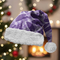 Purple Hawaii Kalo Palaka Motifs Christmas Santa Hat Hawaiian Taro Leaves Elegant Vibes LT14 With Fur Purple - Polynesian Pride