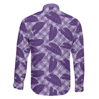 Purple Hawaii Kalo Palaka Motifs Family Matching Long Sleeve Bodycon Dress and Hawaiian Shirt Hawaiian Taro Leaves Elegant Vibes LT14 - Polynesian Pride