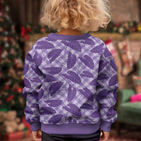 Purple Hawaii Kalo Palaka Motifs Kid Ugly Christmas Sweater Hawaiian Taro Leaves Elegant Vibes LT14 - Polynesian Pride