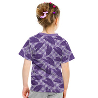 Purple Hawaii Kalo Palaka Motifs Kid T Shirt Hawaiian Taro Leaves Elegant Vibes LT14 - Polynesian Pride